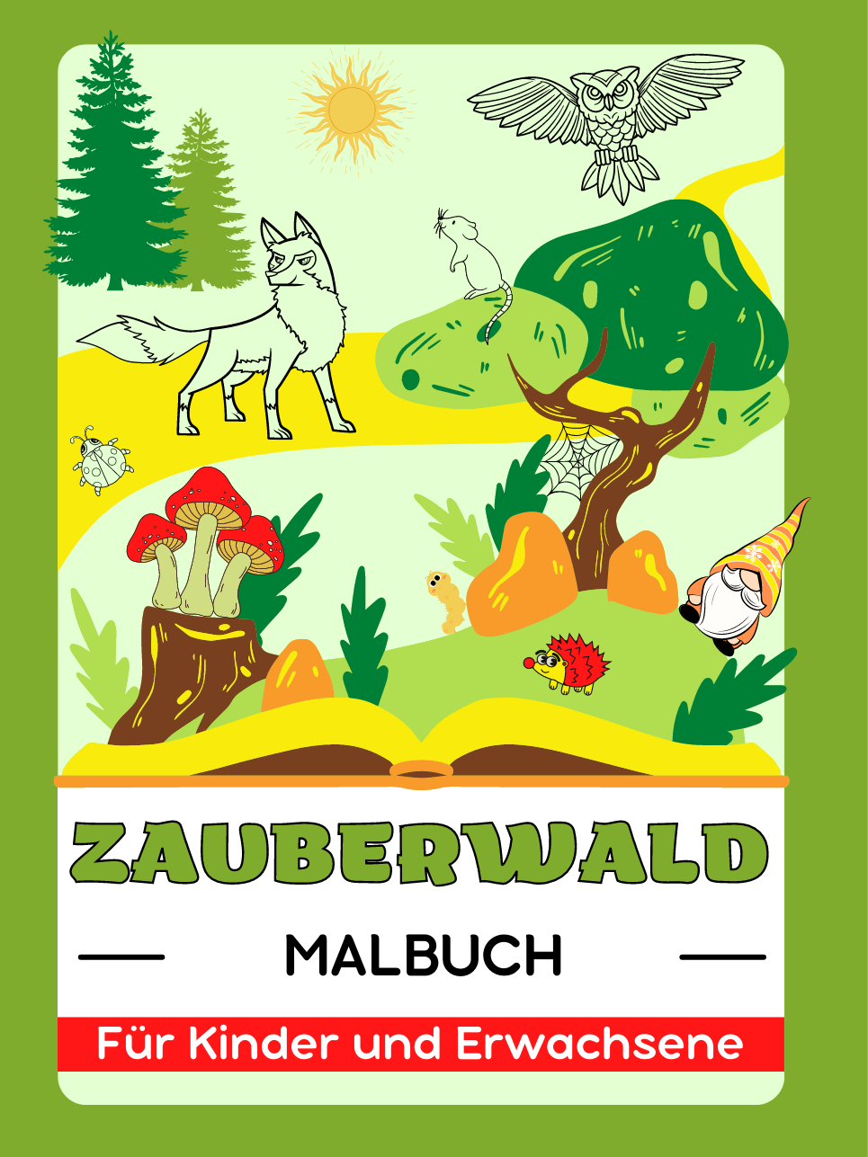 Zauberwald (Wildtiere, Magische Gärten, Feenhäuser, Gnome und Pilze) Malbuch Für Kinder und Erwachsene