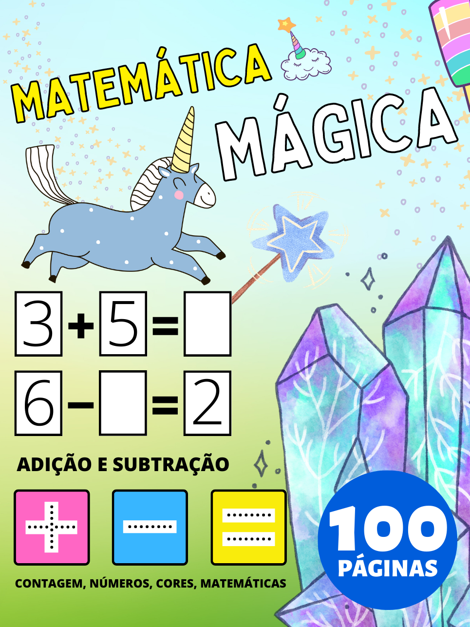 Livro de Atividades de Matemática Mágica para Pré-Escolar para Crianças 2-4-8 Anos, Adição e Subtração, Mais e Menos