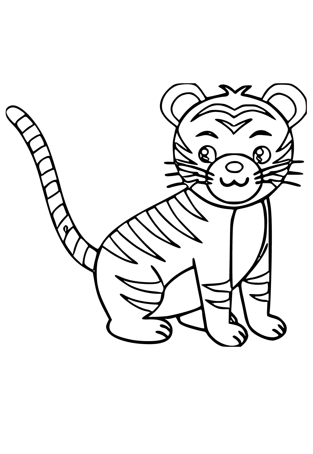 Dibujo e Imagen Tigre Fácil para Colorear y Imprimir Gratis para Adultos,  Niñas y Niños 