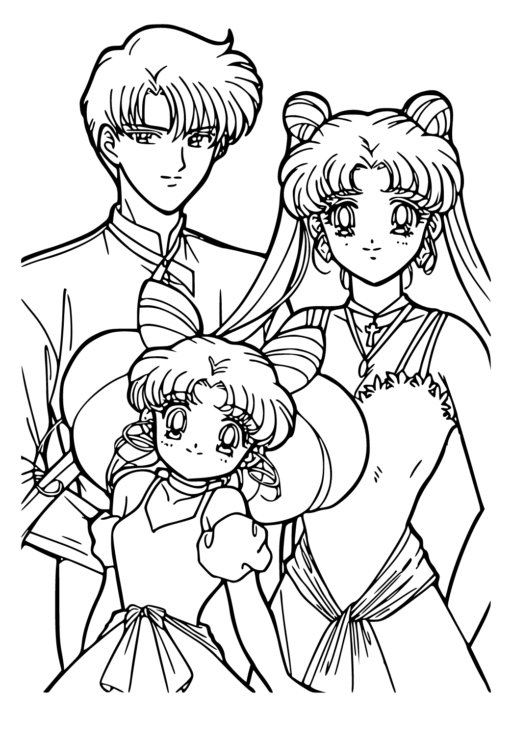 Dibujo e Imagen Sailor Moon Tres para Colorear y Imprimir Gratis para  Adultos, Niñas y Niños 