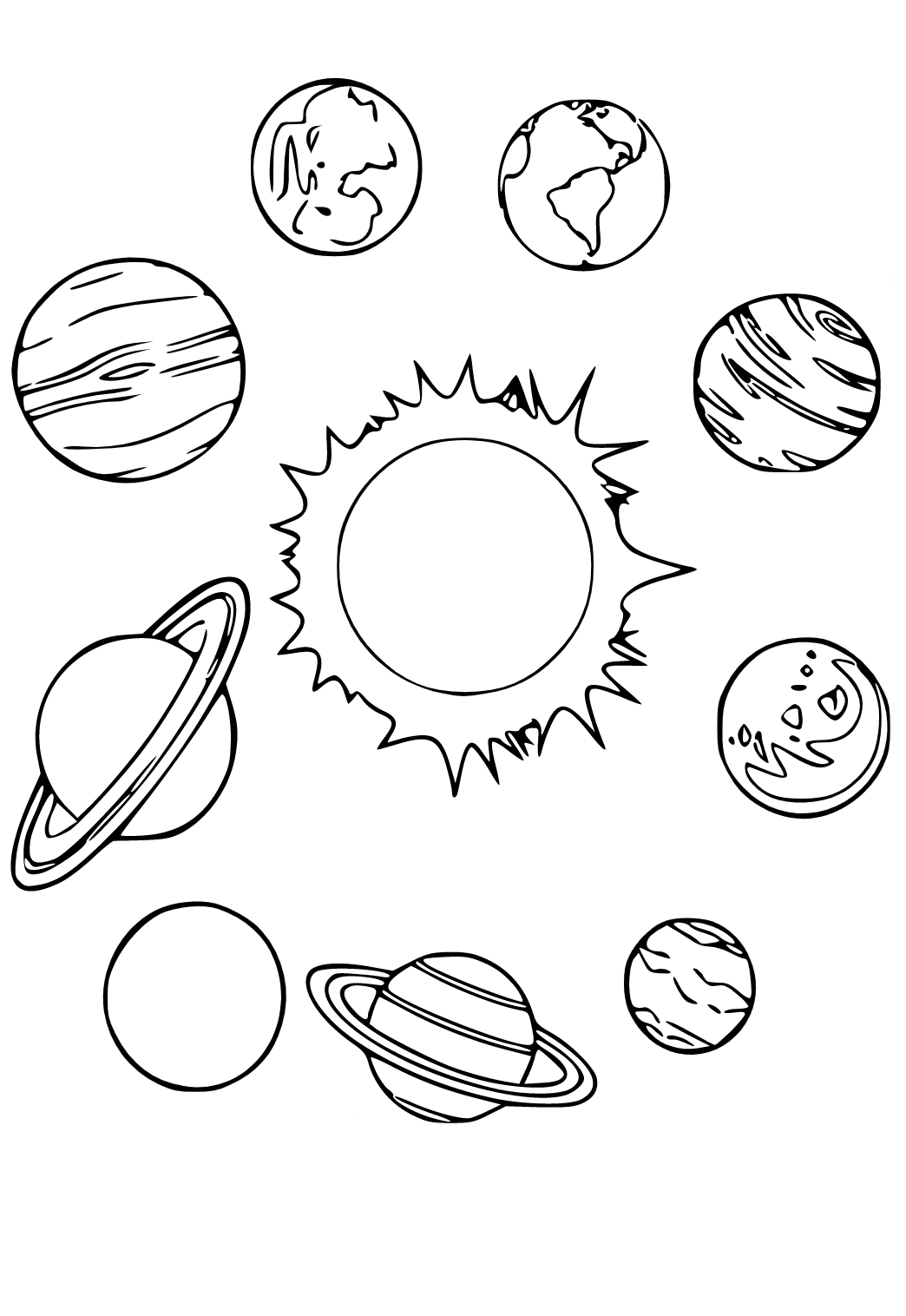 Dibujo e Imagen Sistema Solar Planetas para Colorear y Imprimir Gratis para  Adultos, Niñas y Niños 