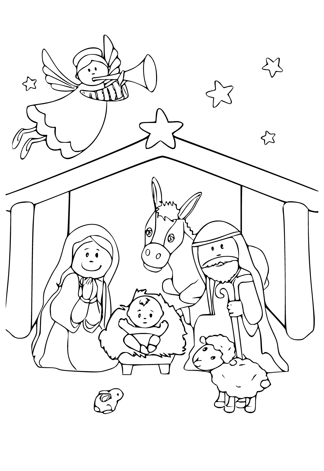 Desenho e Imagem Presépio de Natal Música para Colorir e Imprimir Grátis  para Adultos e Crianças (Meninas e Meninos) 