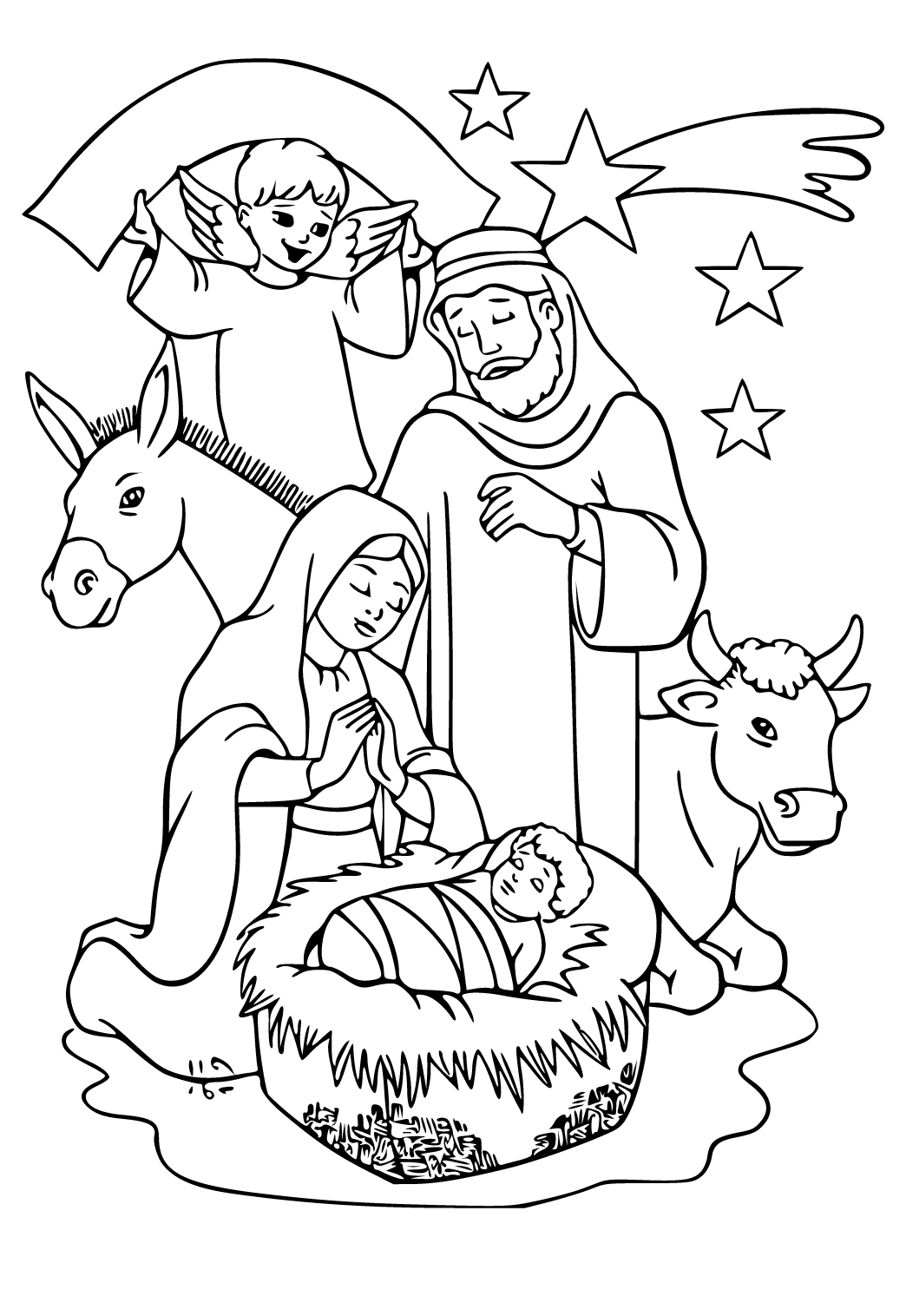 Desenho e Imagem Presépio de Natal Mensagem para Colorir e Imprimir Grátis  para Adultos e Crianças (Meninas e Meninos) 