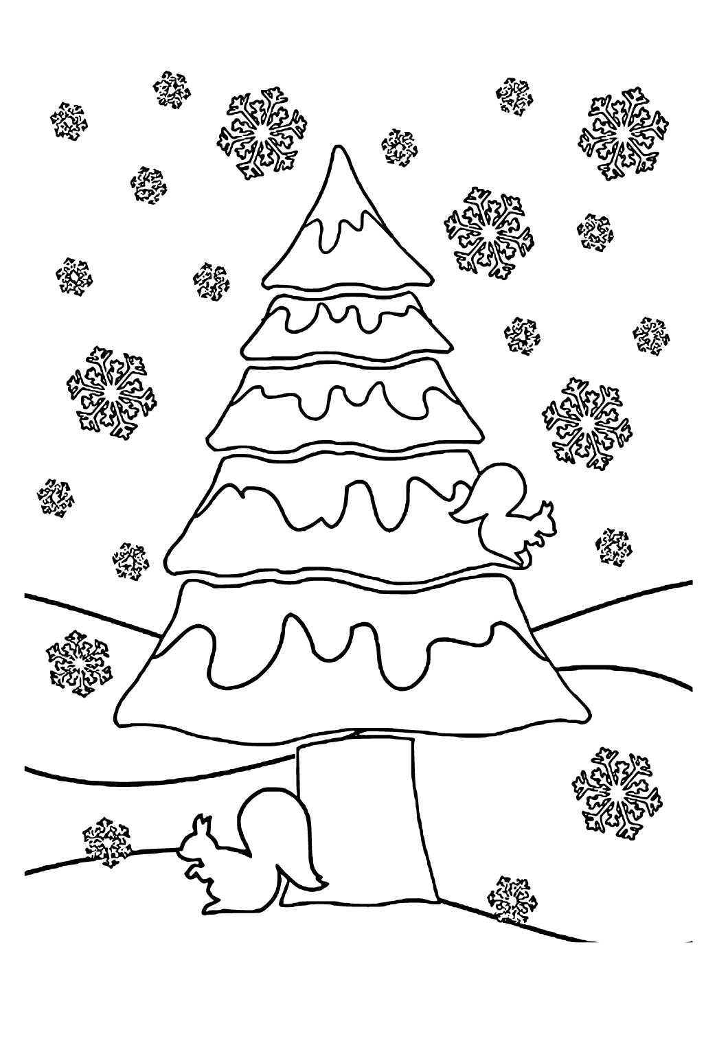 Desenho e Imagem Inverno Árvore de Natal para Colorir e Imprimir Grátis  para Adultos e Crianças (Meninas e Meninos) 