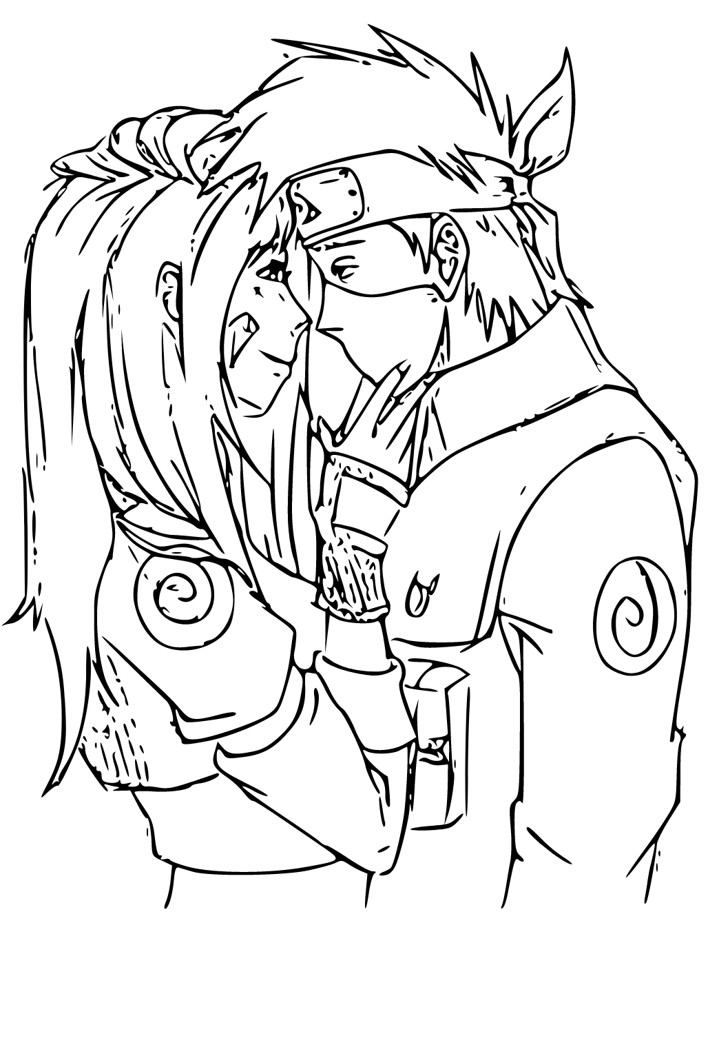 Dibujo e Imagen Naruto Kakashi y Mina para Colorear y Imprimir Gratis para  Adultos, Niñas y Niños 