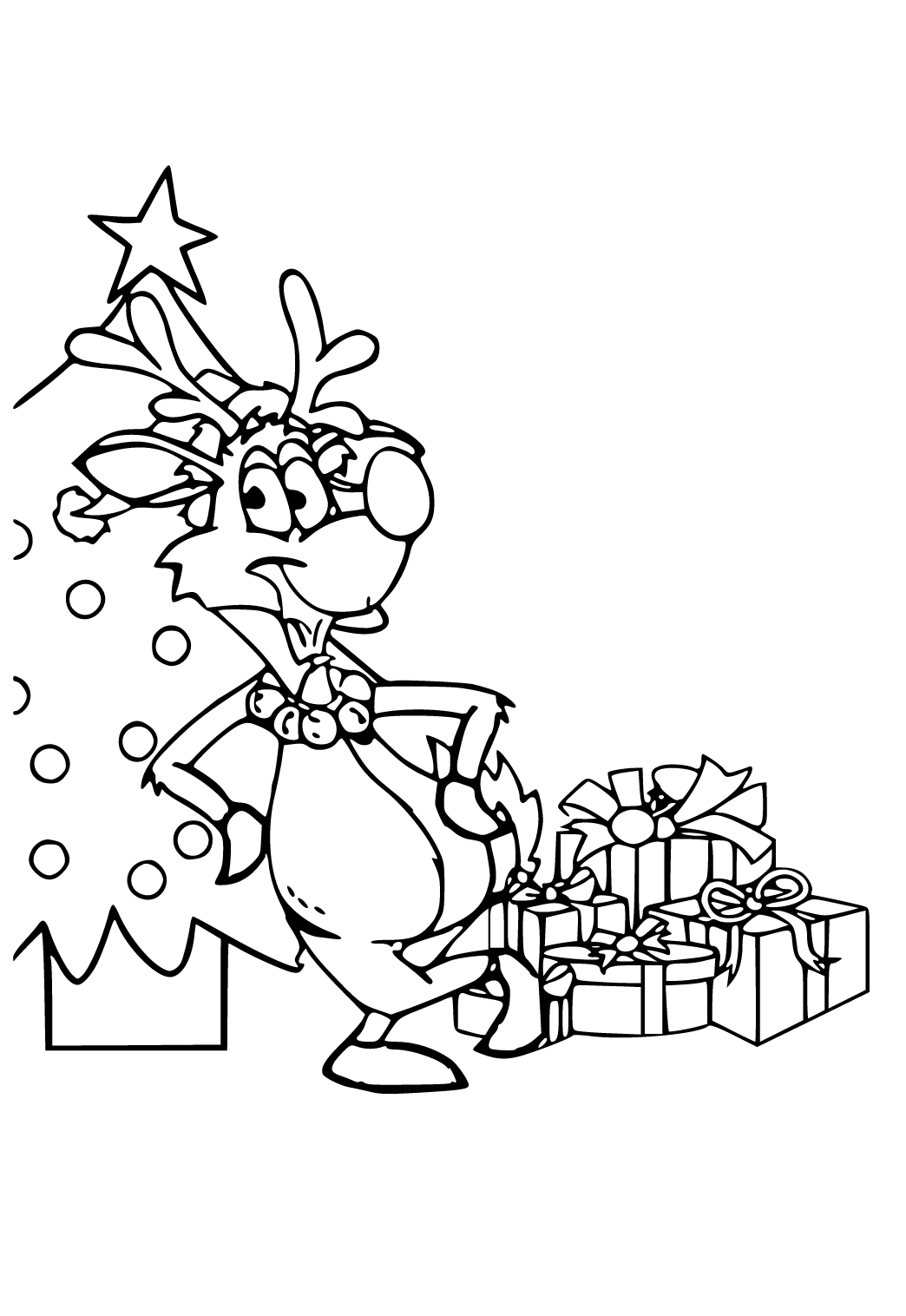 Dibujo e Imagen Navidad Reno para Colorear y Imprimir Gratis para Adultos,  Niñas y Niños 
