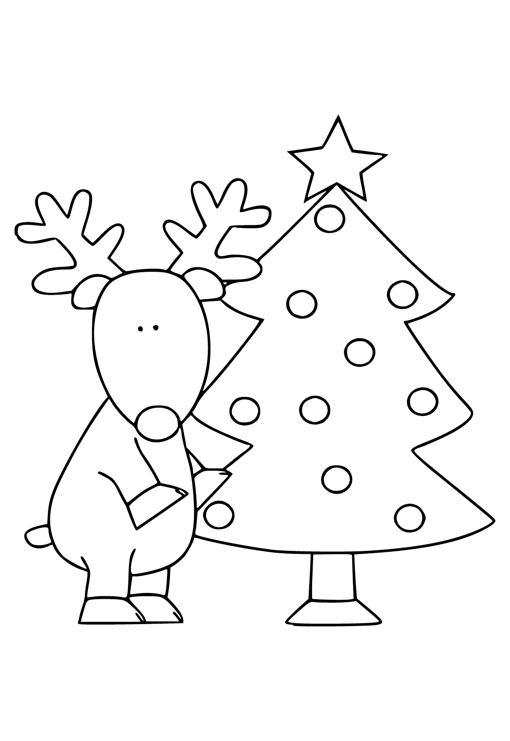 Gratis Printbare Juletræ Rensdyr Tegning til Farvelægning, Ark og Billede til Voksne Børn (Piger og - Babeled.com