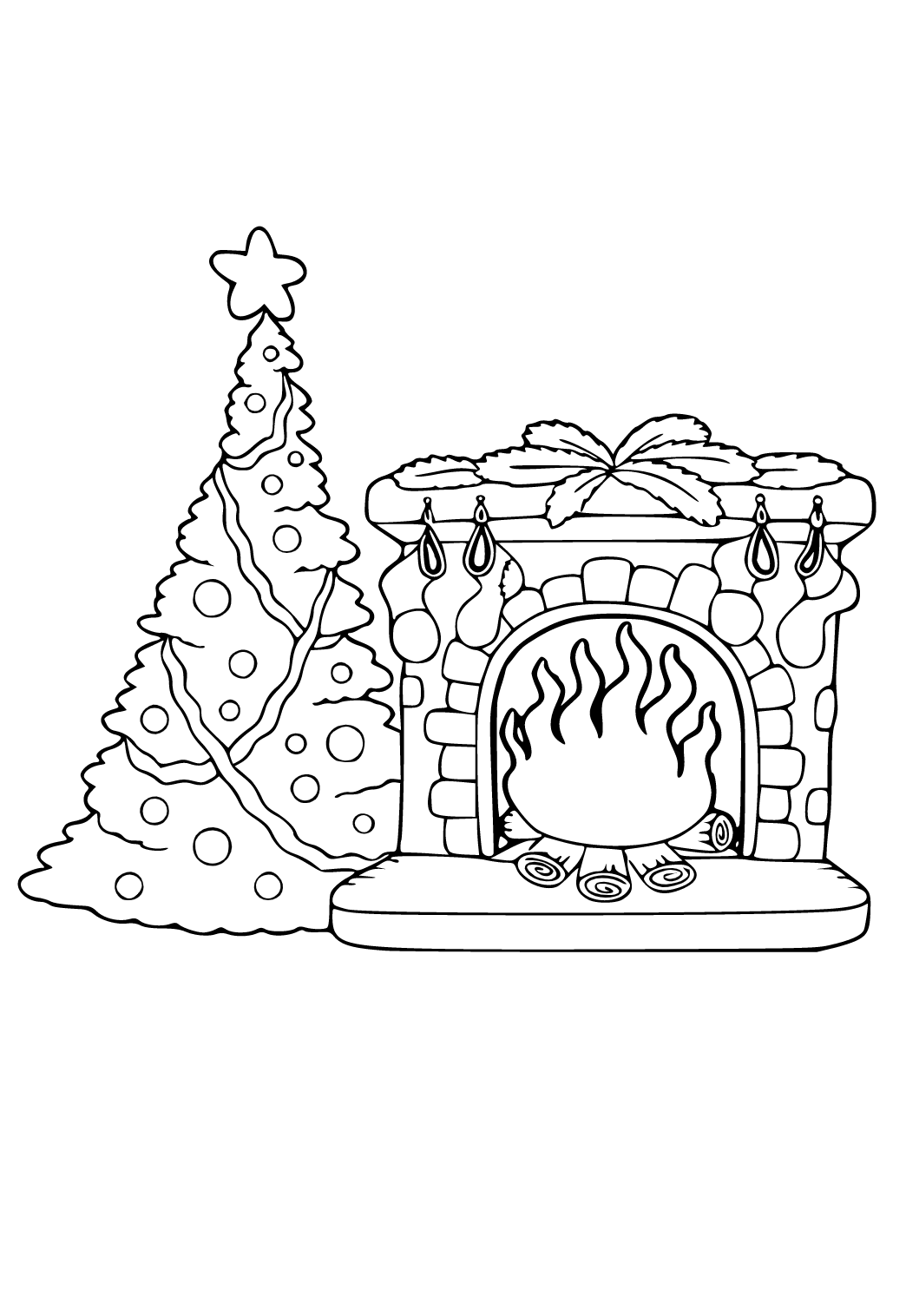 Christmas Fireplace Coloring Pages