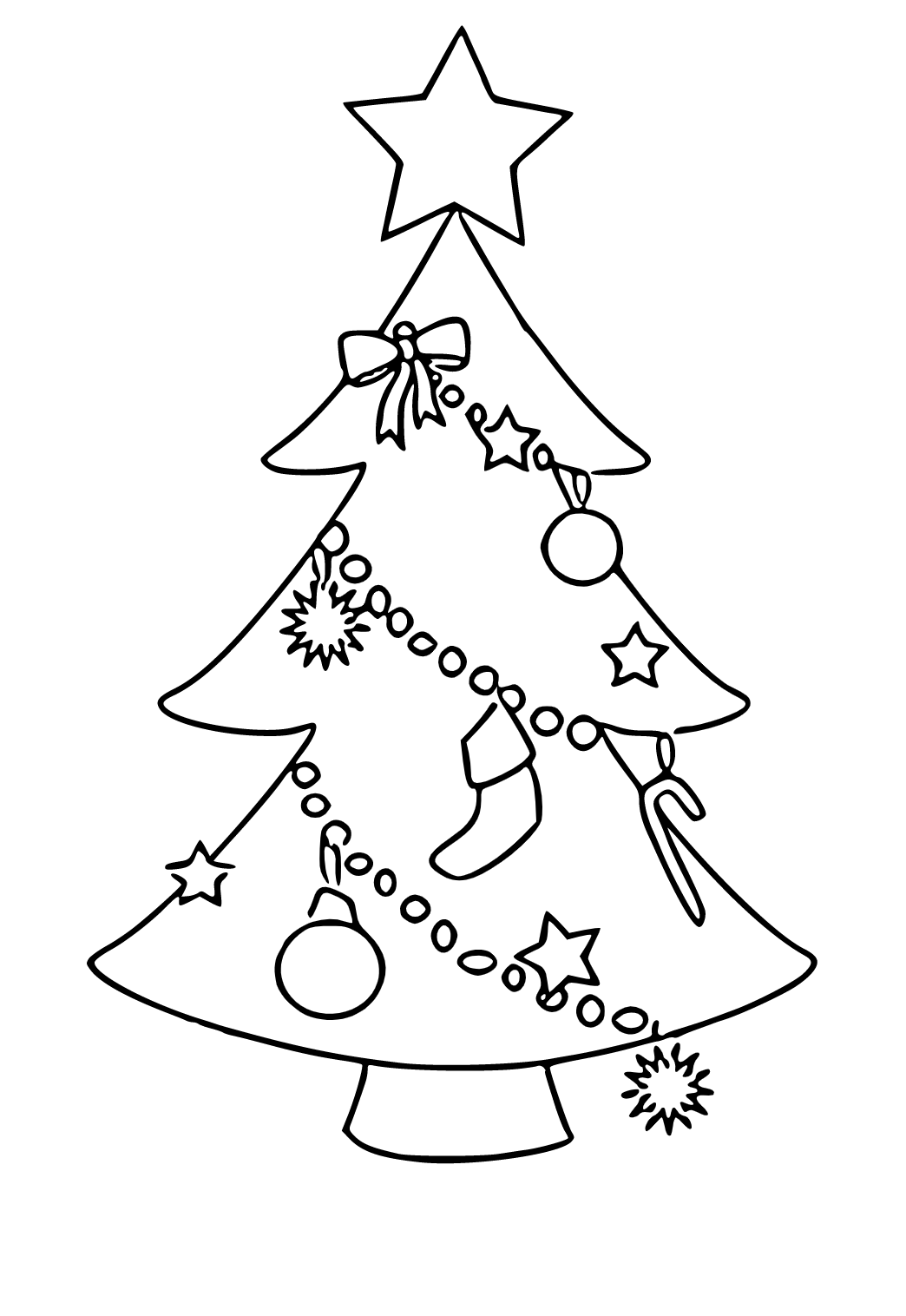 Dibujo e Imagen Arbol de Navidad Dibujos Animados para Colorear y Imprimir  Gratis para Adultos, Niñas y Niños 