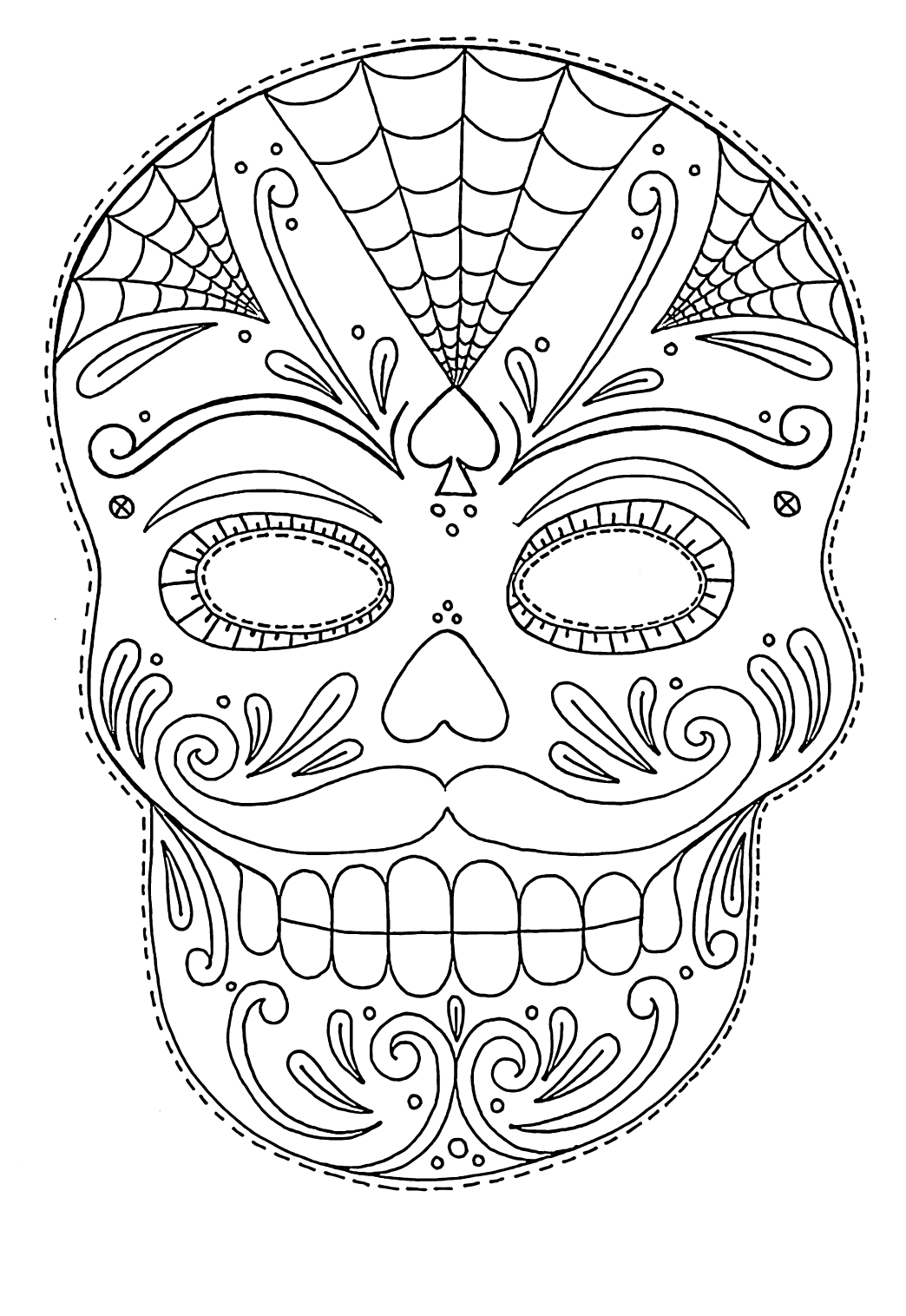 Day Of The Dead Coloring Pages Mask