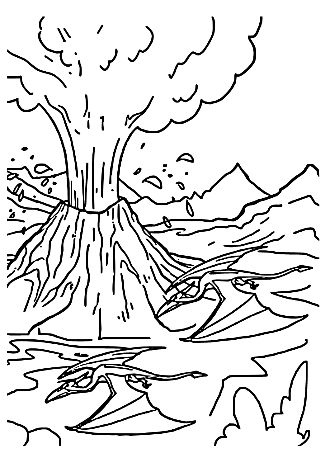 Hướng dẫn cách Vẽ núi lửa đơn giản với bút lông