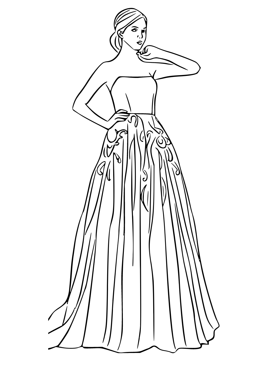 Dress coloring page | Free Printable Coloring Pages