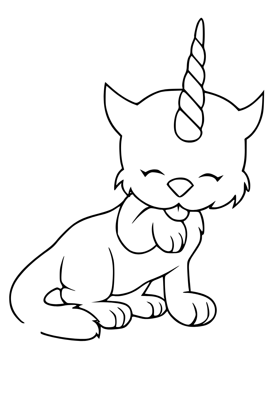 Desenho de gato unicórnio fofo na sobremesa. animal kawaii