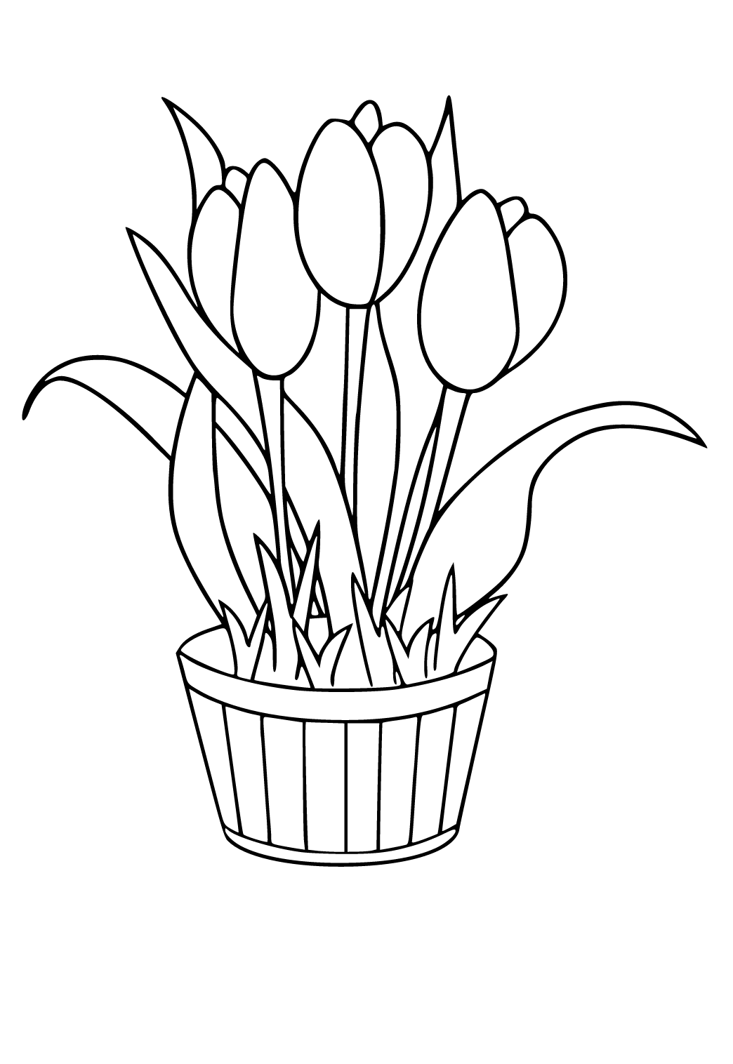 Tô màu giỏ hoa tulip - Tranh Tô Màu Cho Bé